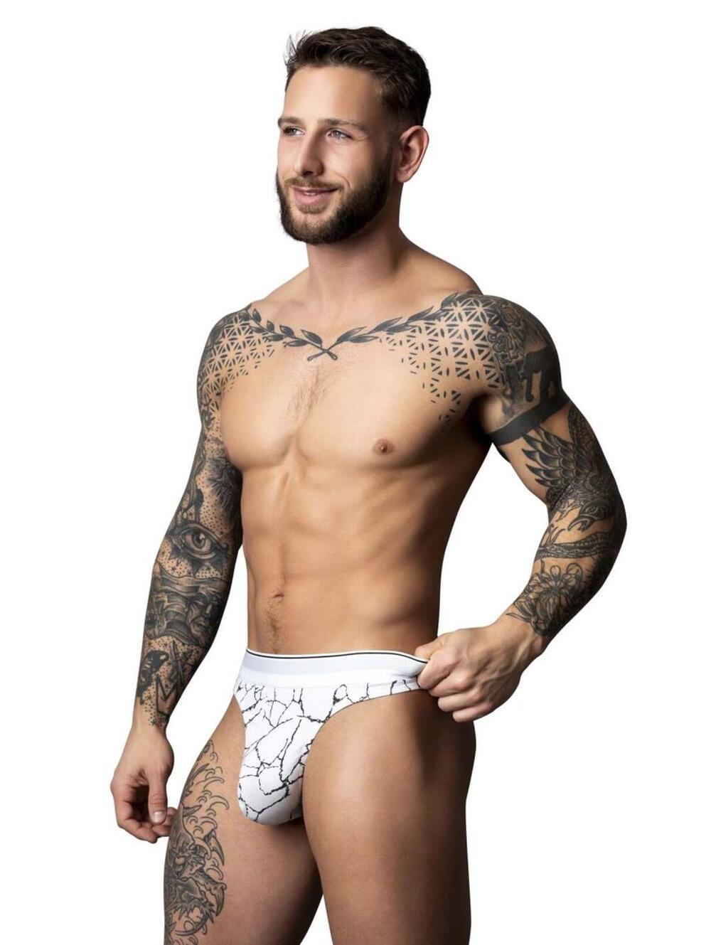 Male Power 412-299 Soo Cumfy Thong Color White-Black
